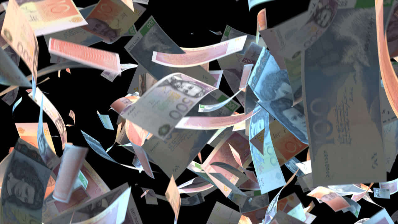 떨어지는 유로 지폐