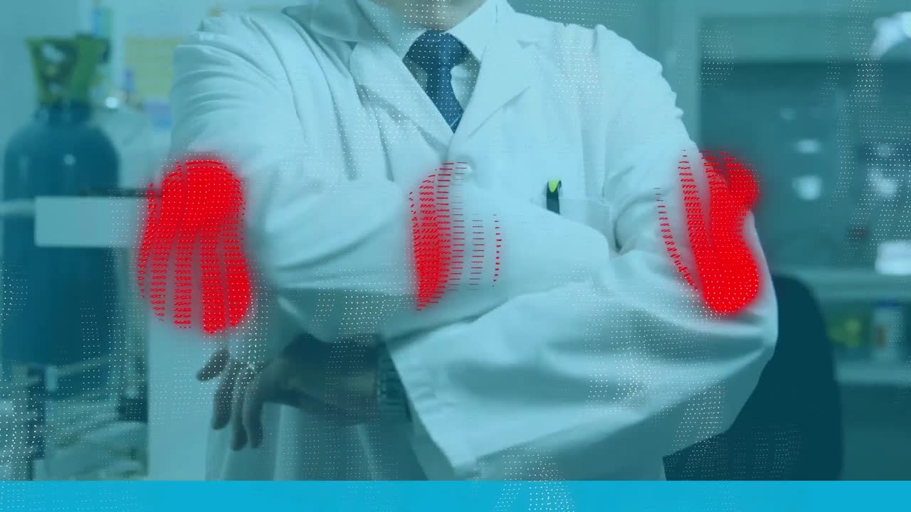 실험실에서 일하는 백인 남성 과학자에 대한 모양의 애니메이션