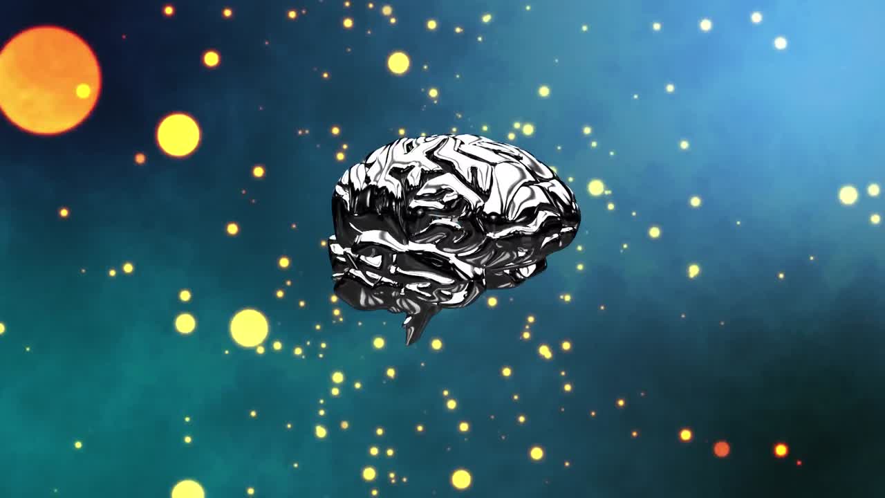 animación de icono humano giratorio y manchas amarillas contra un fondo de textura verde.