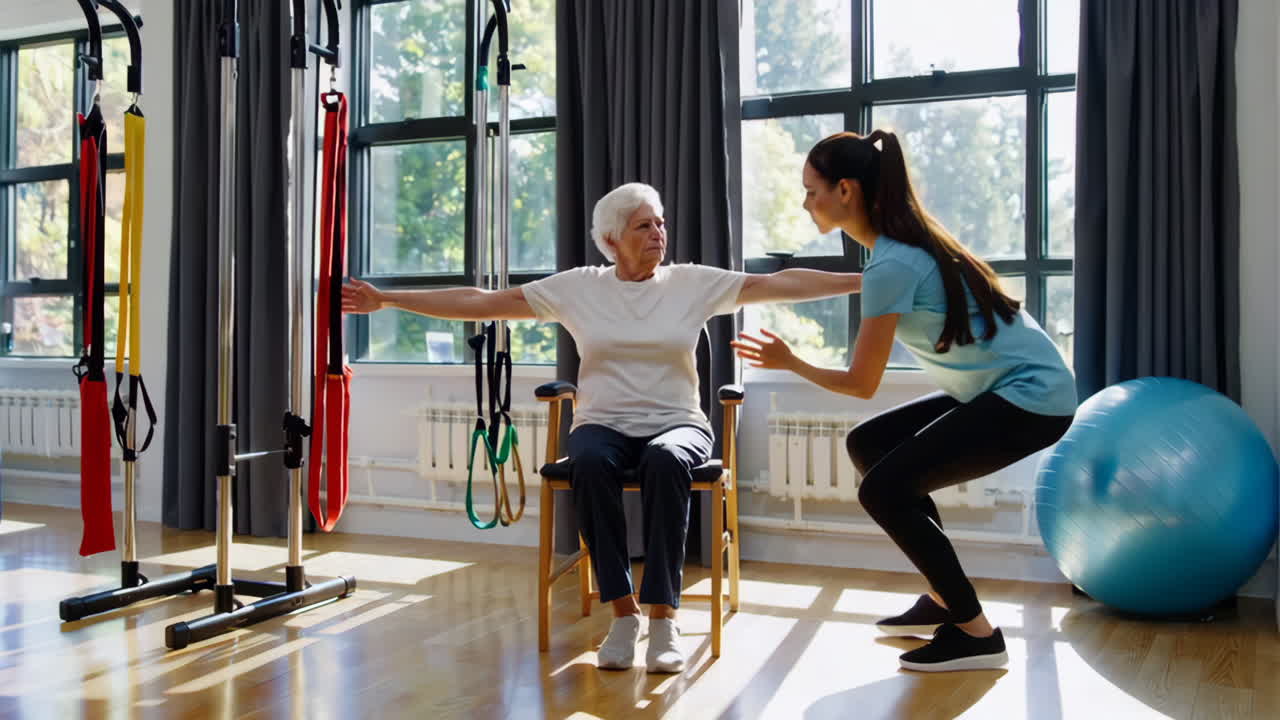 노인 여성에 대한 물리 치료 세션