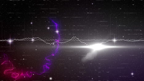 animación de senderos de luz rosa y procesamiento de datos a través de la red.