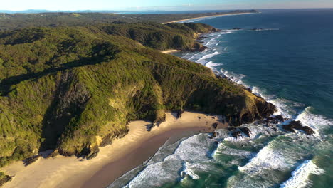 wide drone shot of broken head coast near byron bay, beautiful seascape