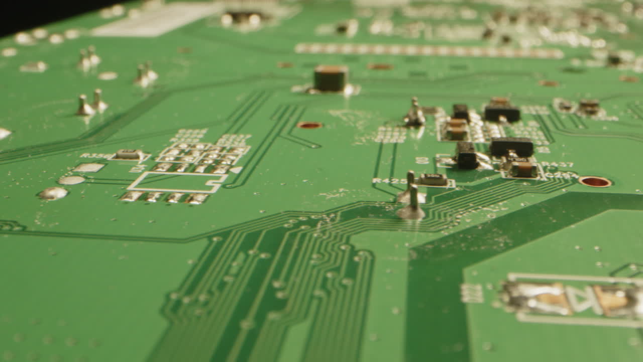 Beautiful detailed macro of connections and wiring on a circuit board