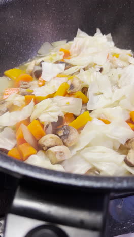 Closeup-of-hot-steamy-vegetables-cooking-at-kitchen