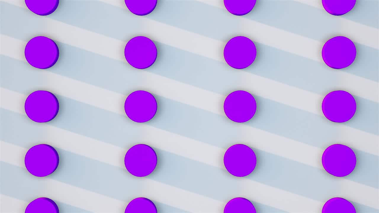 Computer generated background rows of circles with long shadows, 3D rendering