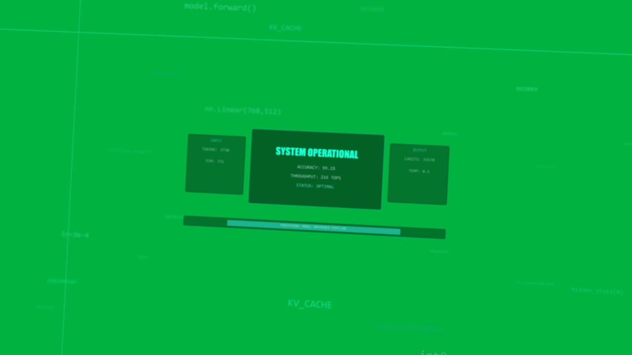 On startup status HUD animating, loader filling, guides aligning, showing ready on transparent bg