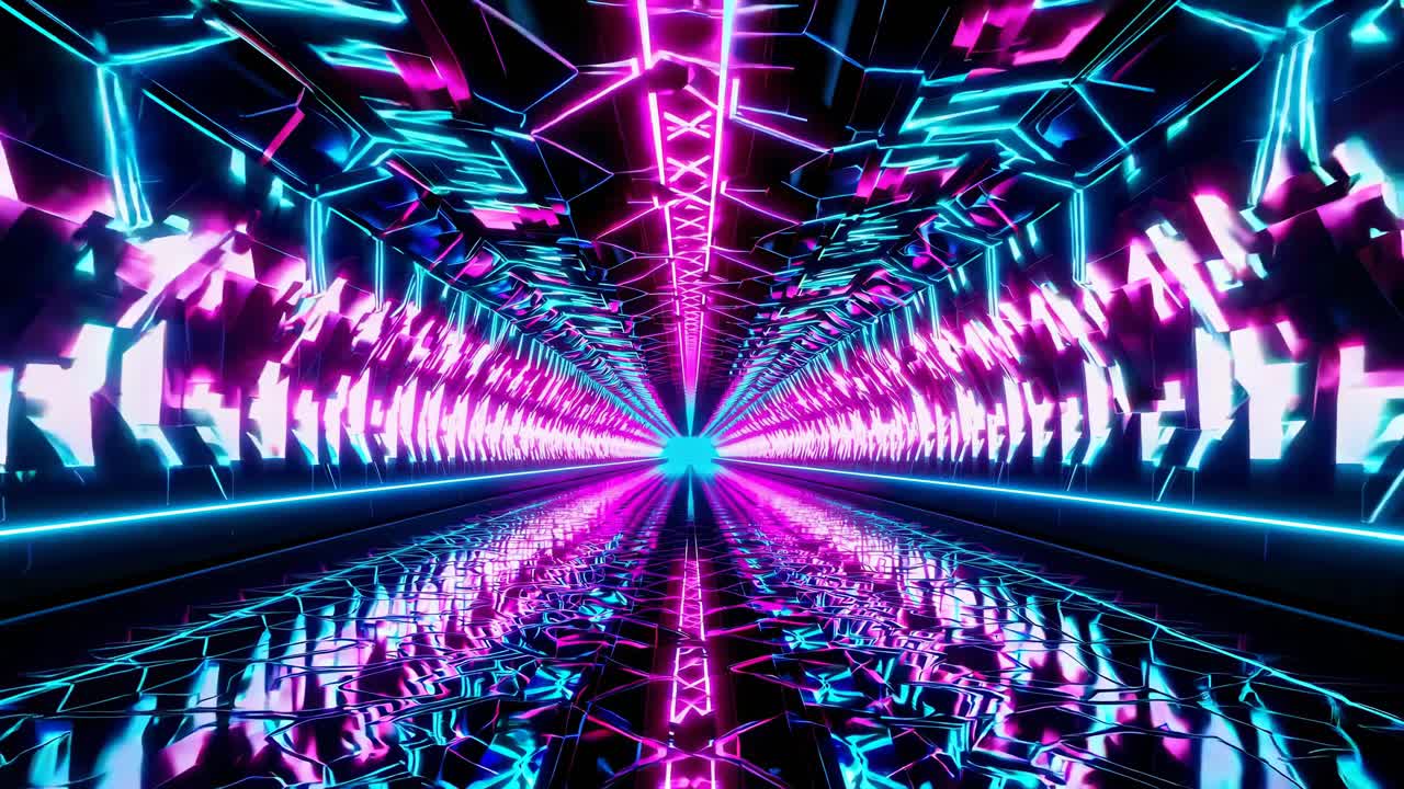 el túnel del ciberpunk de neón