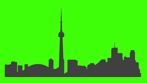 silhouette of toronto city icon popping up on the green screen