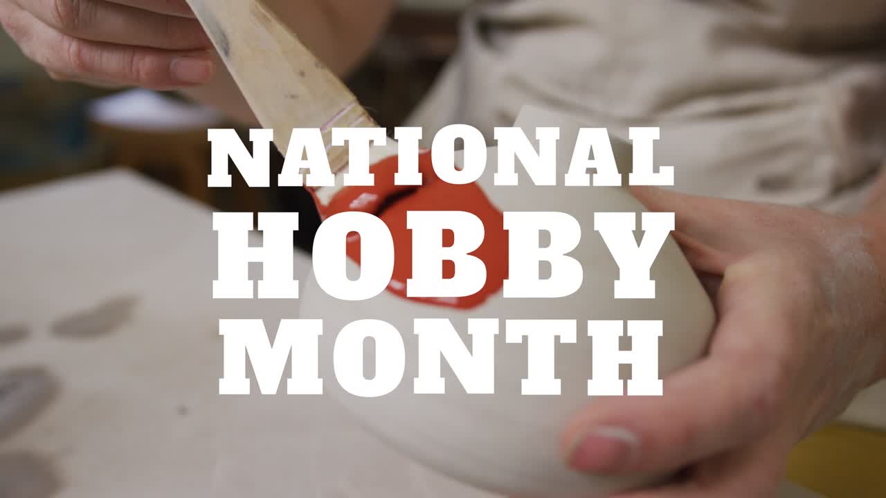 백인 여성 의 중간 부분 에 있는 국가적 인 취미 달 문자 의 애니메이션