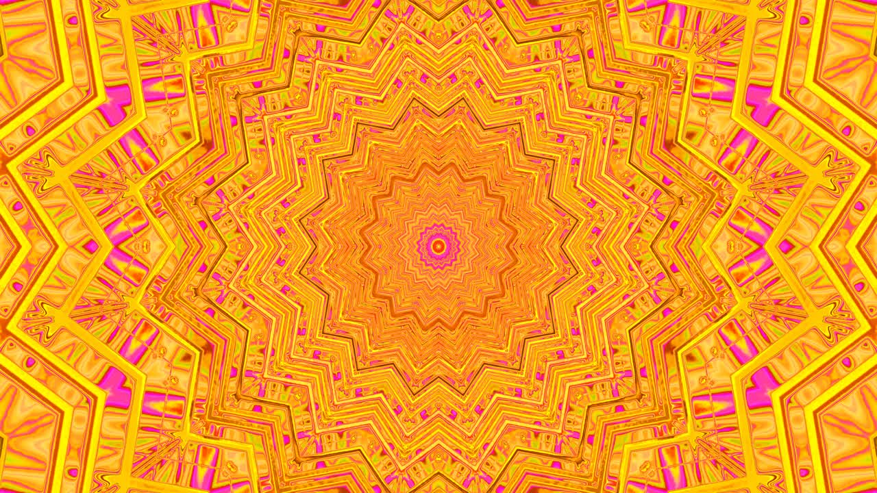 Un effetto tunnel dinamico si apre con un vivace motivo a stella arancione che si ripete continuamente, perfetto come screensaver o sfondo animato per catturare l'attenzione di chi guarda e illuminare gli schermi