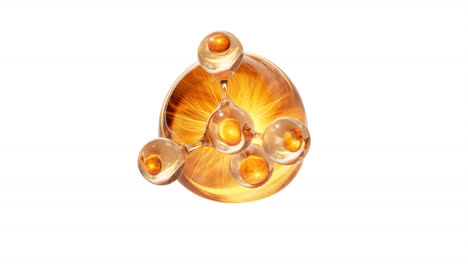 biological golden molecule and bubble with alpha channel, 3d rendering.