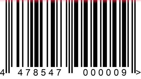 seamless looping animation of electronic barcode scanner process with red laser. fast changing labels digits and concept of business