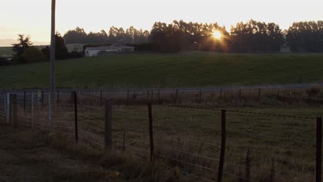 Sunset-in-New-Zealand-with-red-sky-and-beautiful-foreground