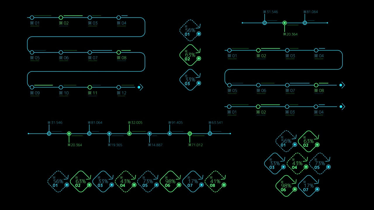 Collection of animated infographic elements