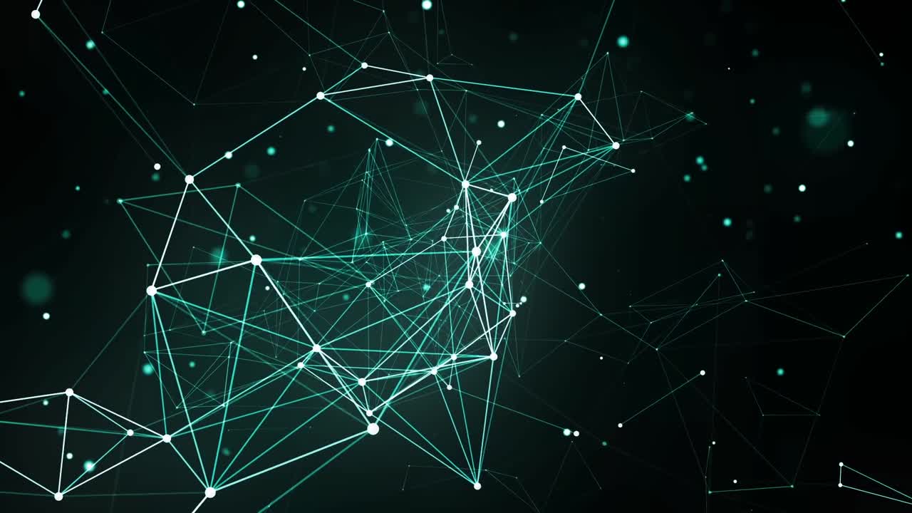 abstract blue geometrical background with moving lines and dots