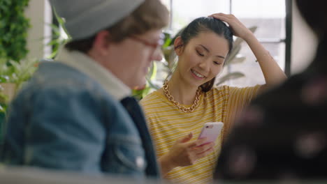 diverse group of business people meeting happy students enjoying conversation friends sharing connection together in relaxed trendy office