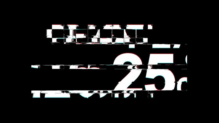 Sconto fisso del 25% Testo effetto Glitch Distorsione TV Digitale Animazione in loop 4K