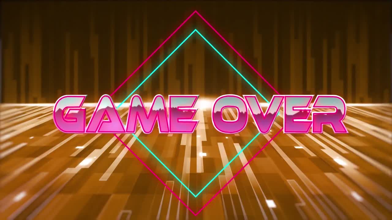 오렌지색 트레일 위의 텍스트 위의 게임의 애니메이션