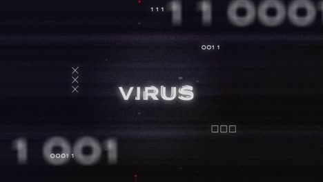 animation of interference over virus text, data processing and computer circuit board