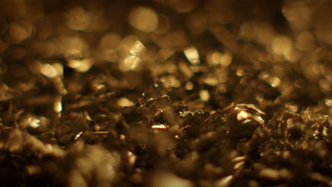 golden color metal fillings in macro