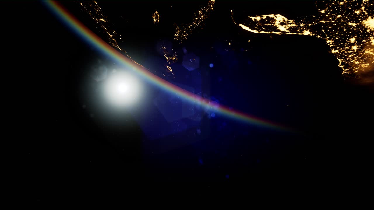 밤에 우주, 태양, 지구