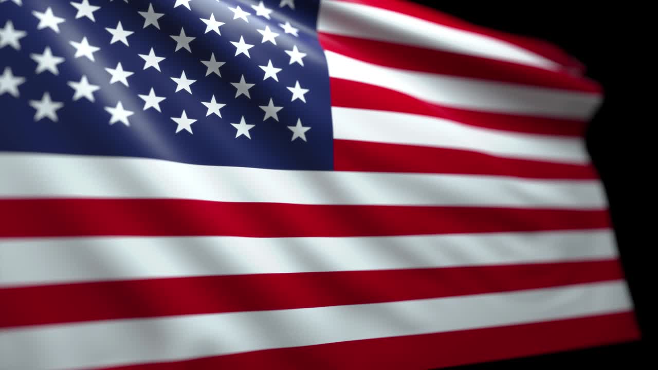 el fondo de la bandera estadounidense soplando en el viento bucle sin costuras con luma mate