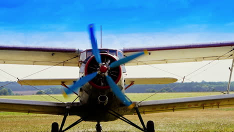 vintage biplane on a field