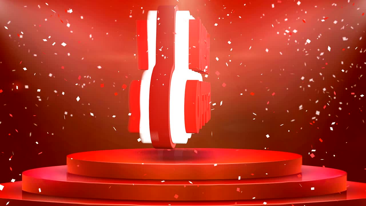 새로운 제안 텍스트 애니메이션 무대 포디움 콘페티 루프 애니메이션