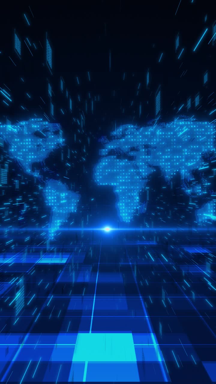 Global world map display futuristic consoles data analysis digital earth global connectivity