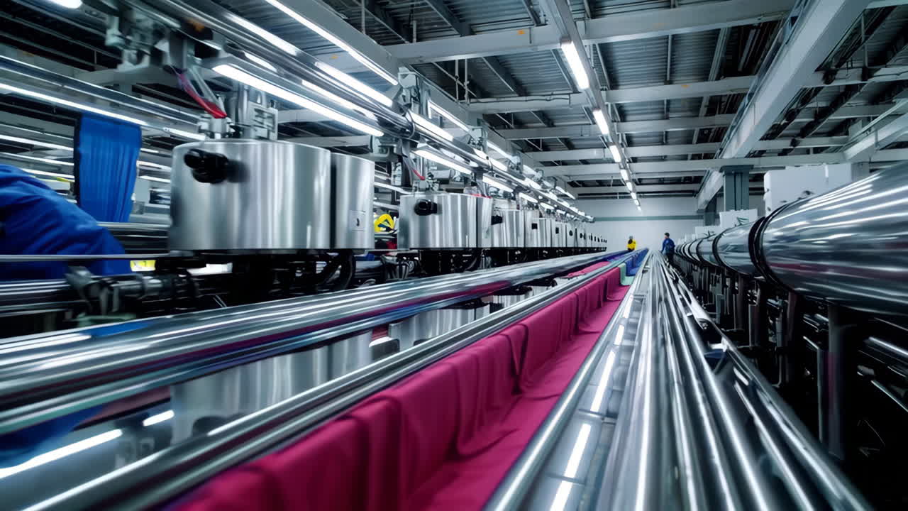 Textile Manufacturing Process in a Modern Factory
