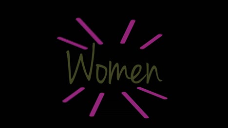 animation of women text on black background