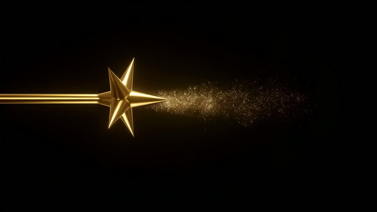Golden Star-Tipped Spear Emitting Magical Particles