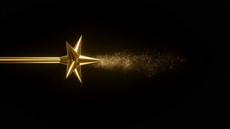 golden star-tipped spear emitting magical particles