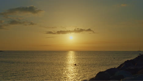 sunrise at sea in barcelona