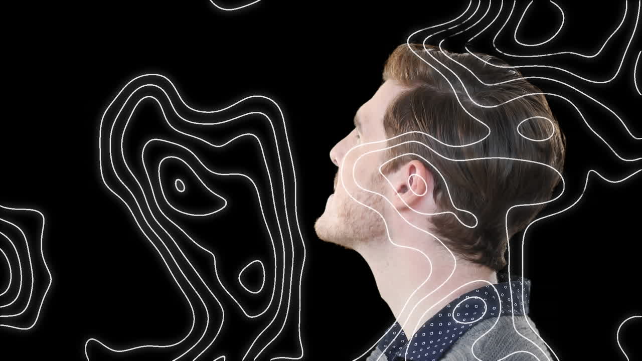 코카시안 사업가 위에 움직이는 모양의 애니메이션