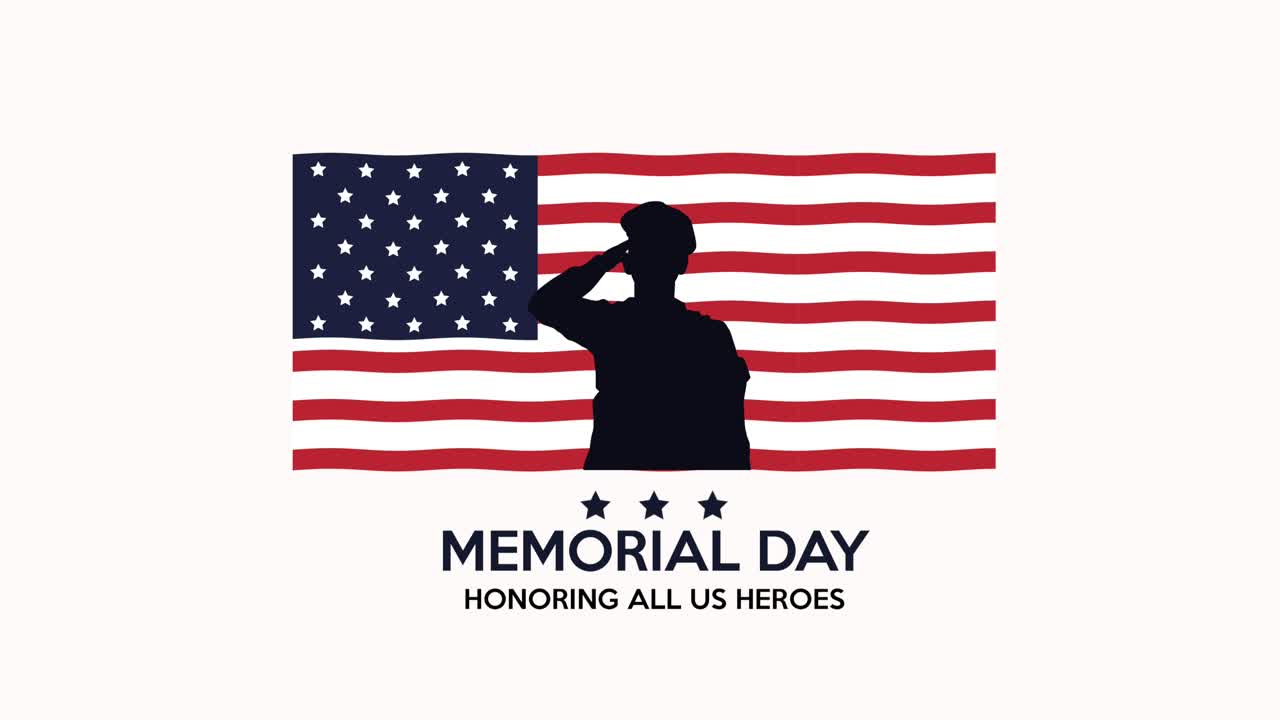 feliz día conmemorativo letras con soldado en la bandera