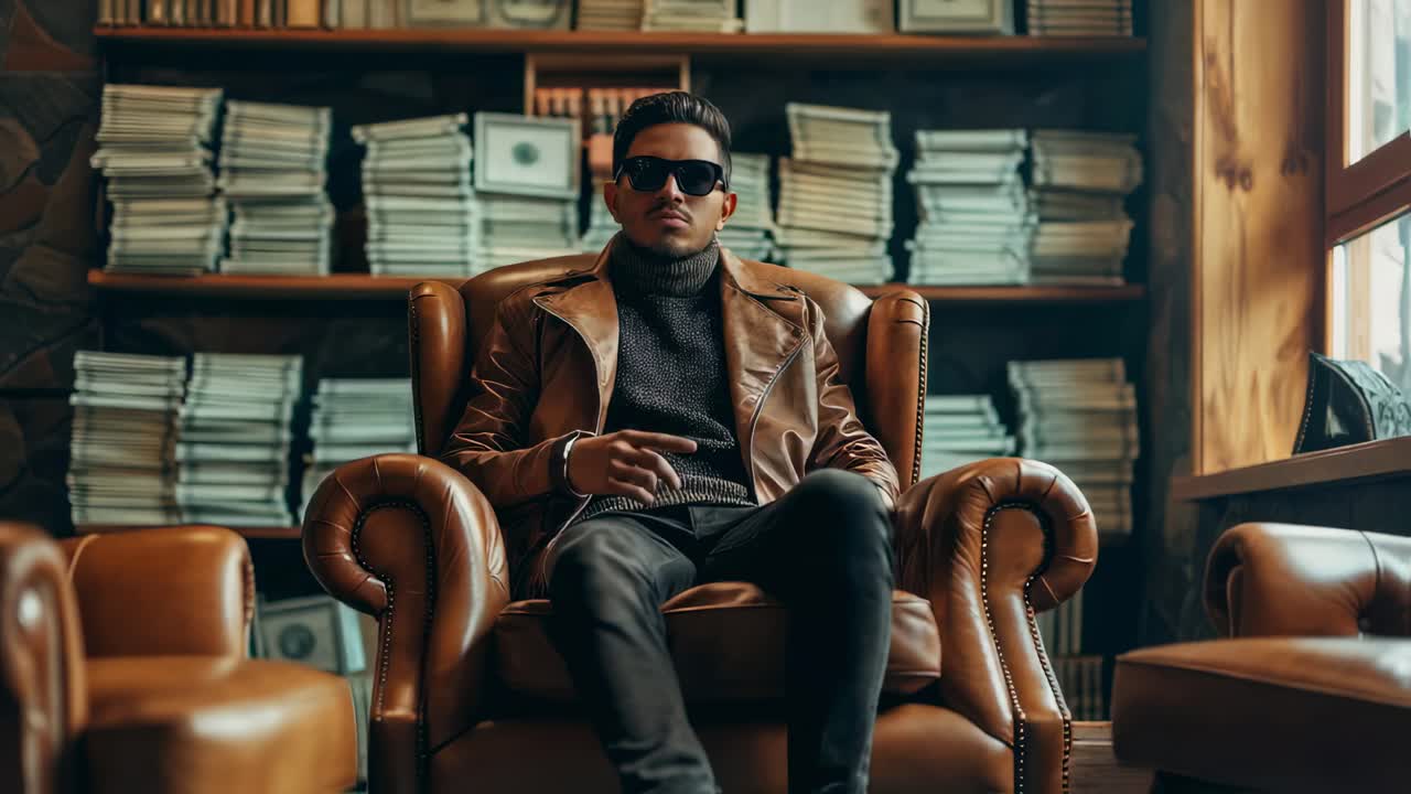 Stylish Man in Leather Jacket