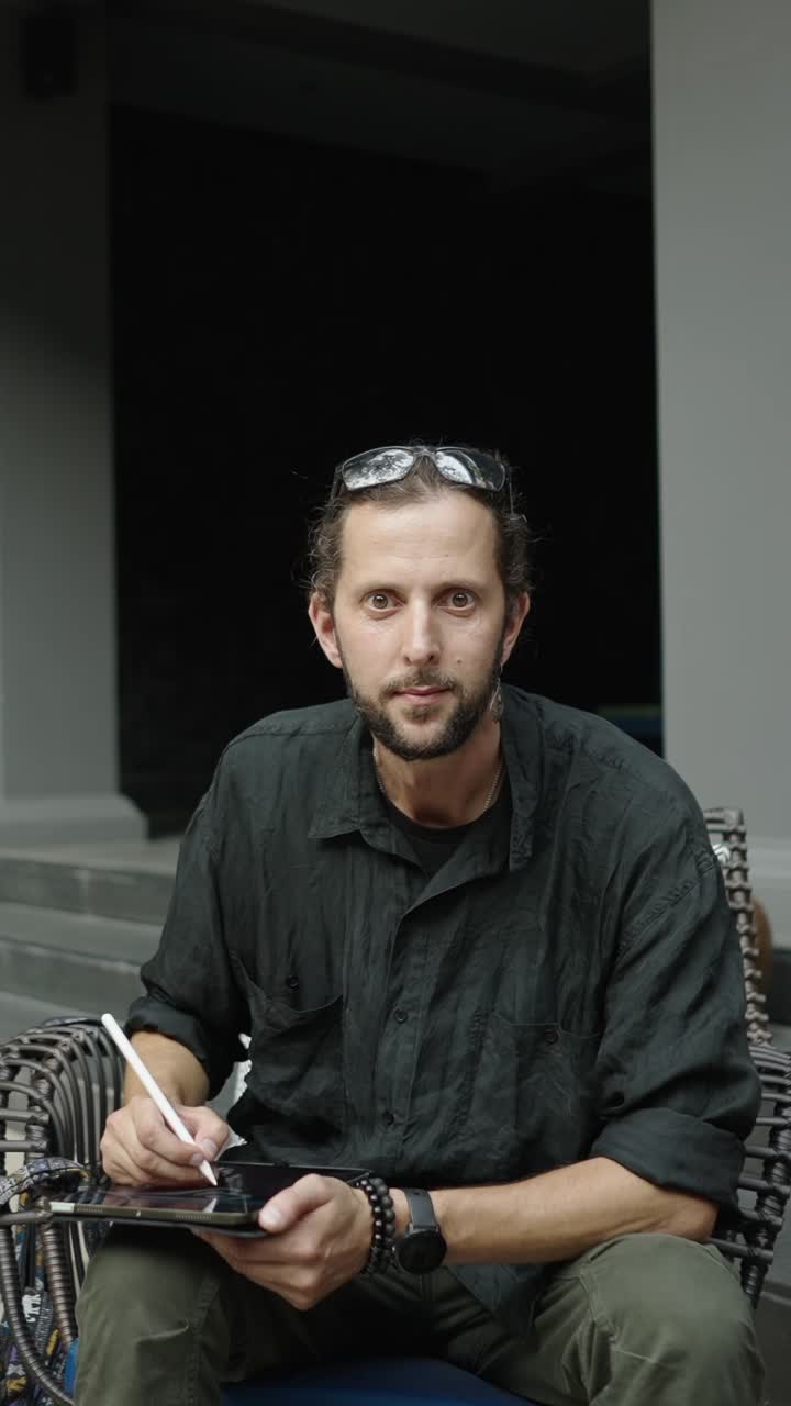 An artist creating digital art