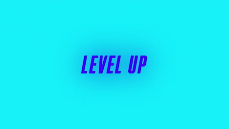 digital animation of level up text against colorful concentric circles on blue background