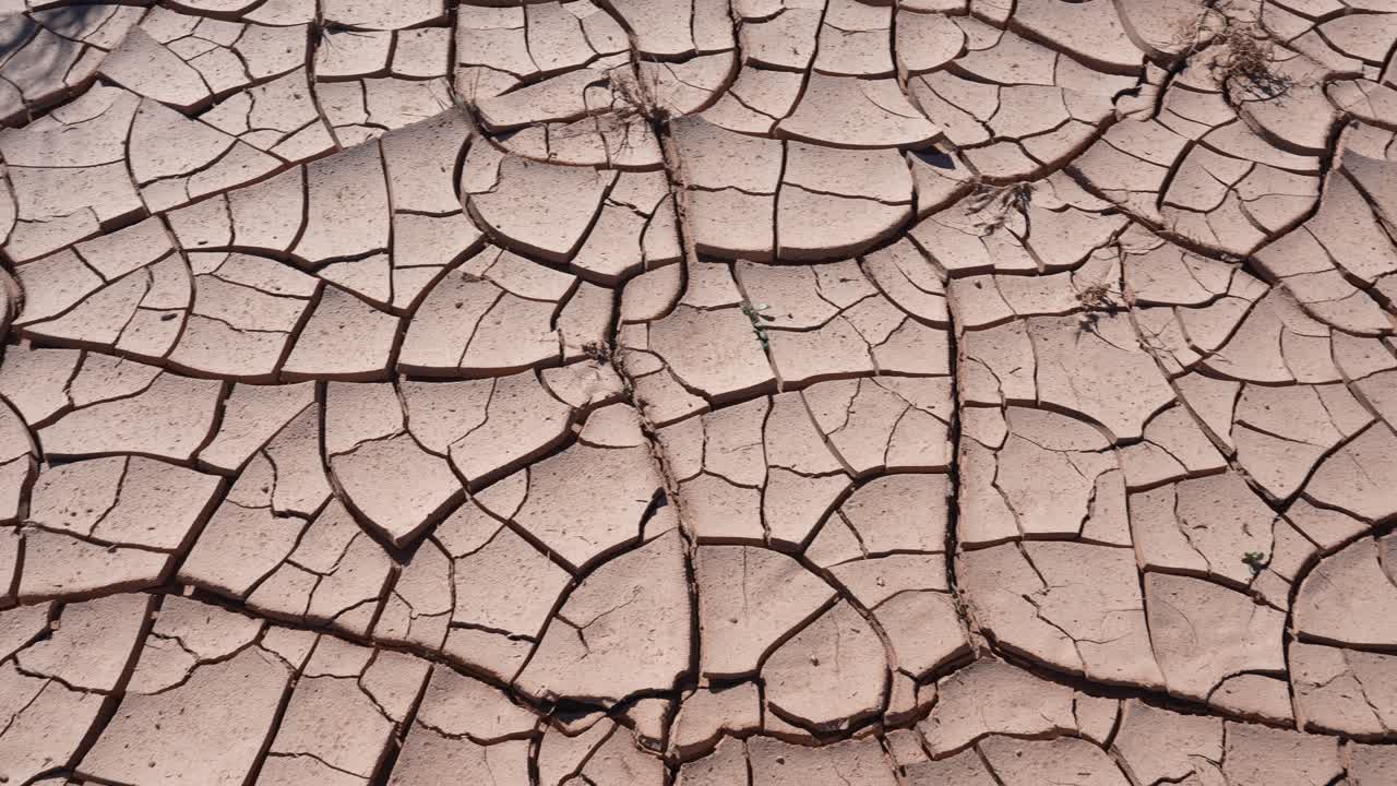 Parched Lifeless Soil During Drought, Top Down View