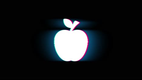 Apple symbol on glitch led screen retro vintage display animation 4k animation seamless loop alpha