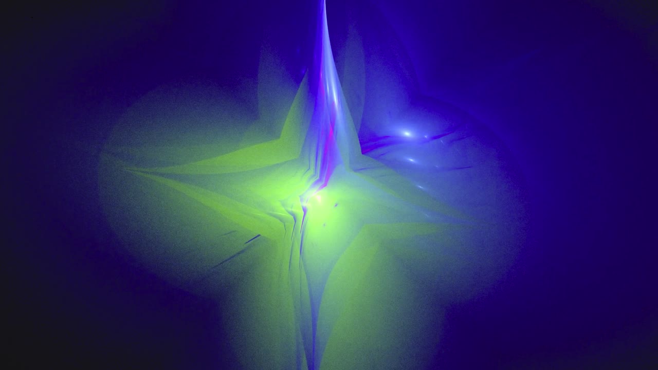 Stella frattale astratta dinamica con luce al neon pulsante