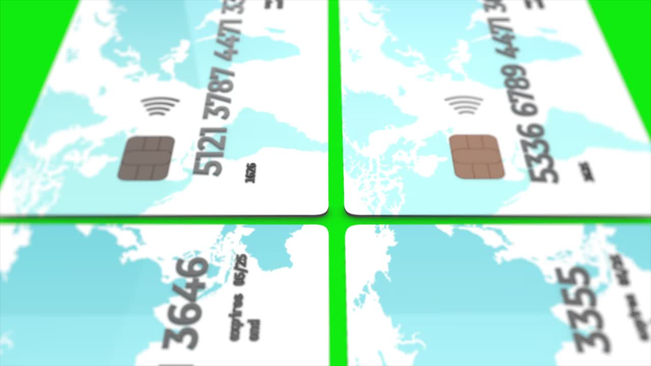 알파 채널을 가진 을 가진 신용카드의 3d 애니메이션 비즈니스 마켓 쇼핑 개념