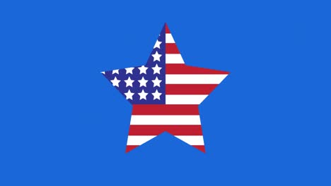 Animation-Des-Amerikanischen-Flaggensterns-Auf-Blauem-Kreis-Und-Weißem-Hintergrund