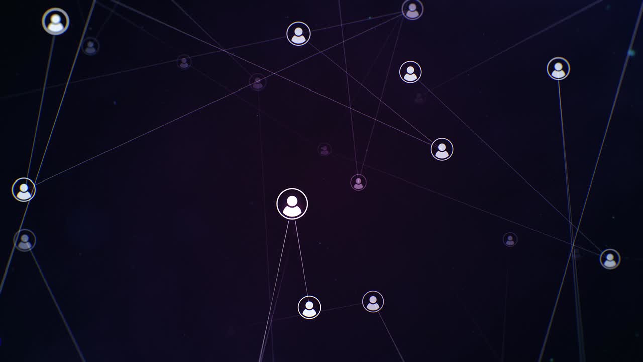 imágenes de perfil flotantes sobre un fondo púrpura oscuro