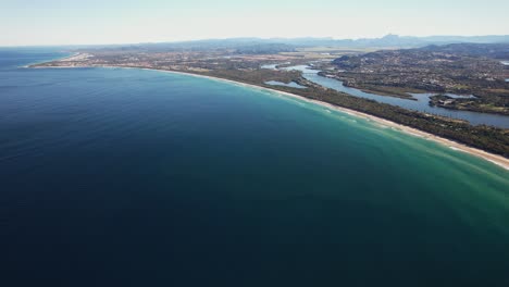 panoramic view of fingal head and seascape in new south wales, australia - drone shot