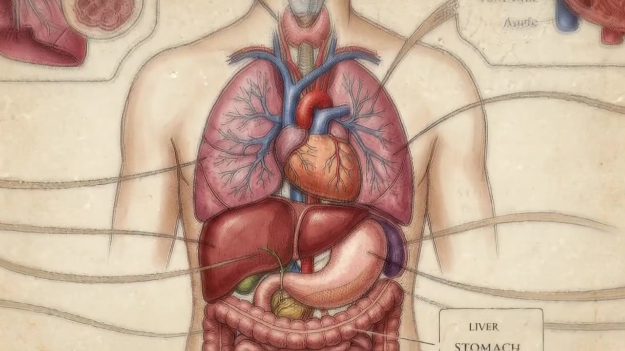 Anatomical Illustration of Human Internal Organs