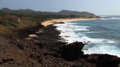 panoramic view of the halona beach cove and blowhole, oahu, hawaii