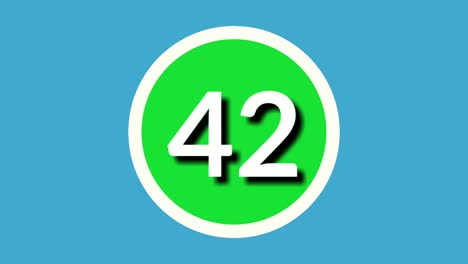 number 42 forty two sign symbol animation motion graphics on green sphere on blue background,4k cartoon video number for video elements