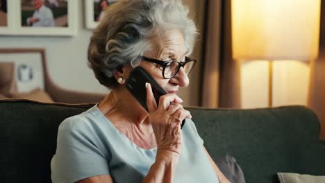 smiling senior woman talking on phone